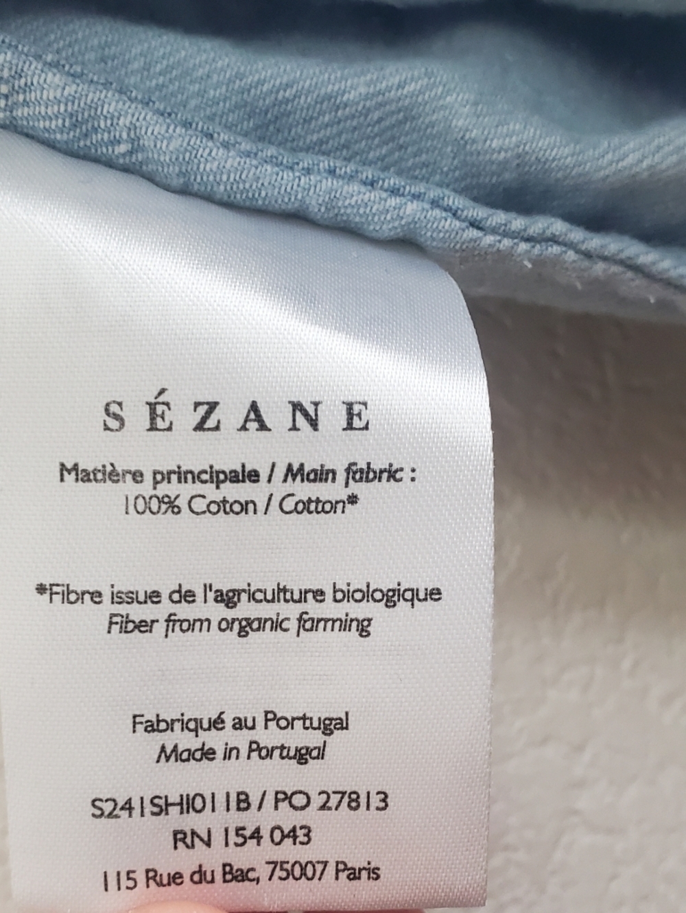 Sezane Max Mother Of Pearl Snap Buttons Down Shirt Light Denim Size 32 - Picture 9 of 10